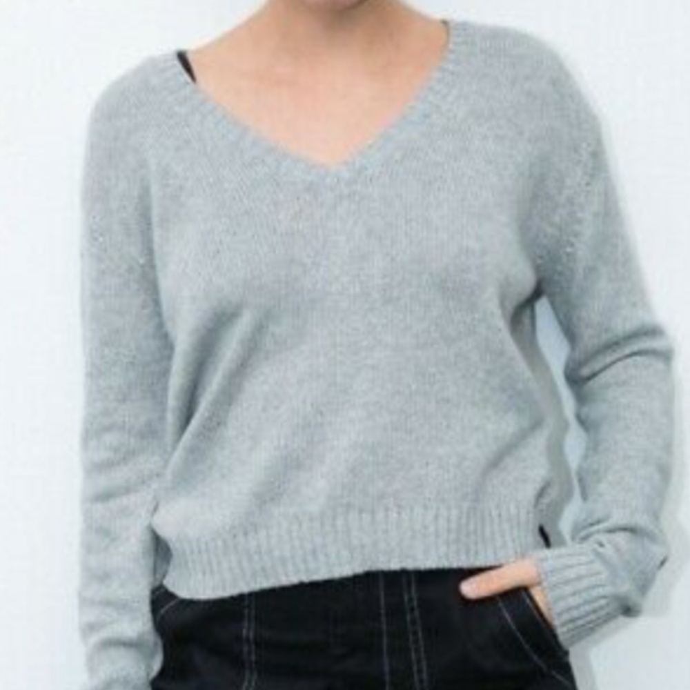 Brandy Melville Grey V-Neck Sweater